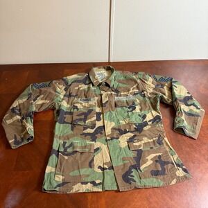 VTG 90s US Air Force Woodland Camo BDU Jacket Large Regular